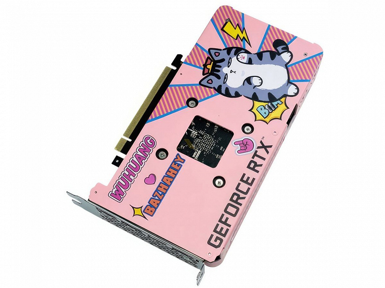 Самая милая GeForce RTX 4060? ASL представила видеокарту Wuhuang Edition в розовом цвете и с изображением кошечки и собачки