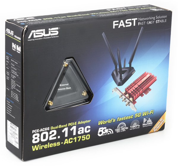 Упаковка беспроводного адаптера ASUS PCE-AC66