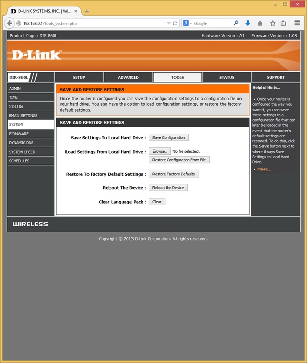 Настройка D-Link DIR-860L