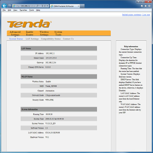 Настройка роутера Tenda 3G150B