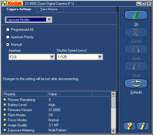 Установка выдержки и диафрагмы