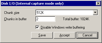 VirtualDub - окно Disk I/O