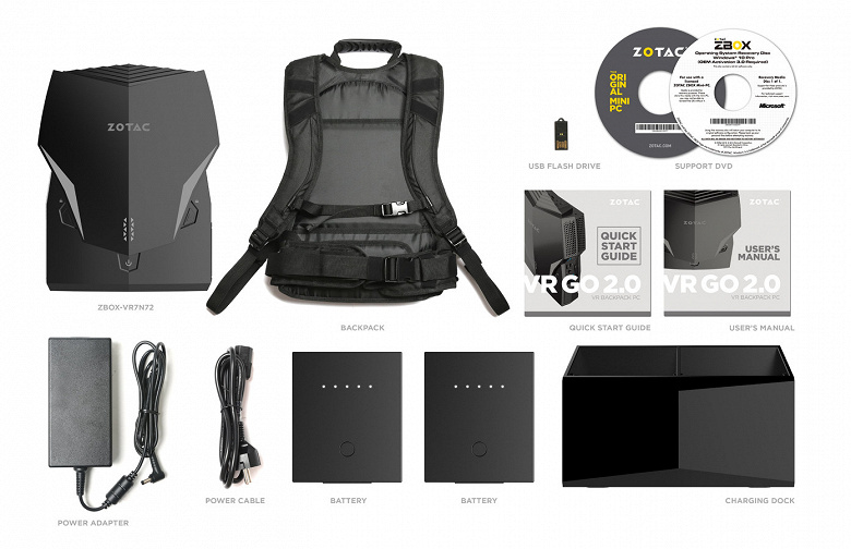 Zotac VR GO 2.0 — рюкзак-компьютер для виртуальной реальности, оснащённый видеокартой GeForce GTX 1070