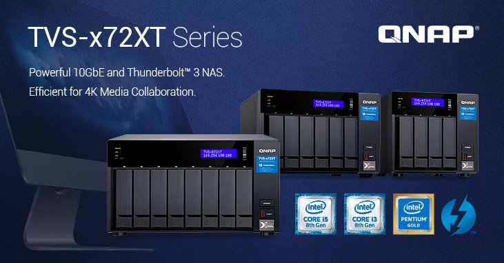 Хранилища серии QNAP TVS-x72XT оснащены портами 10GbE и Thunderbolt 3