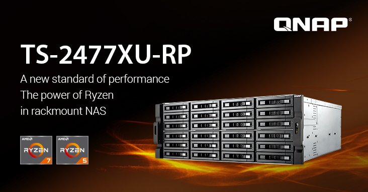 Стоечные хранилища QNAP TS-2477XU-RP построены на процессорах AMD Ryzen 