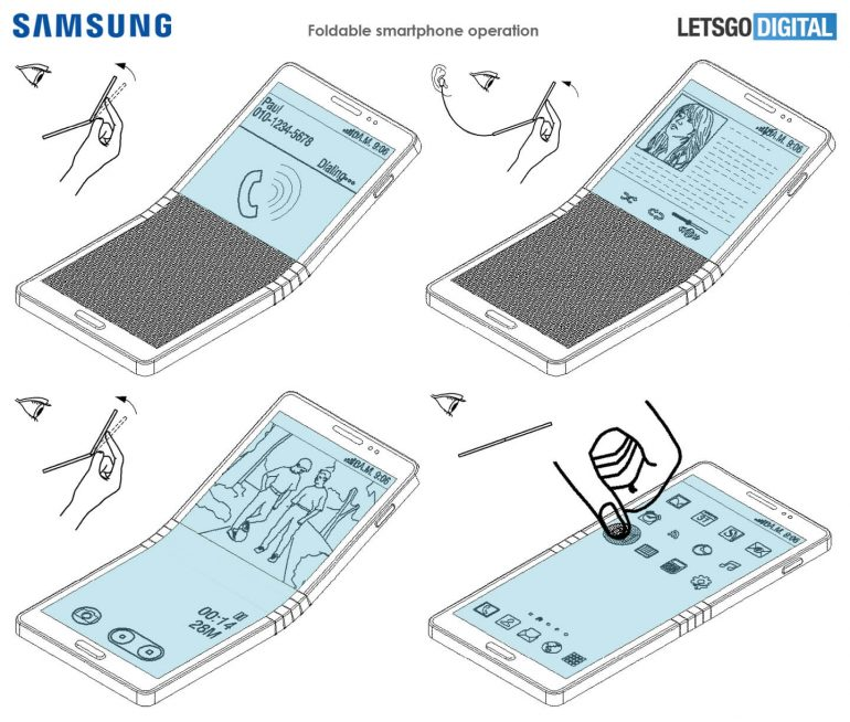 В Сеть уплыли новые эскизы сгибающегося смартфона Samsung Galaxy X