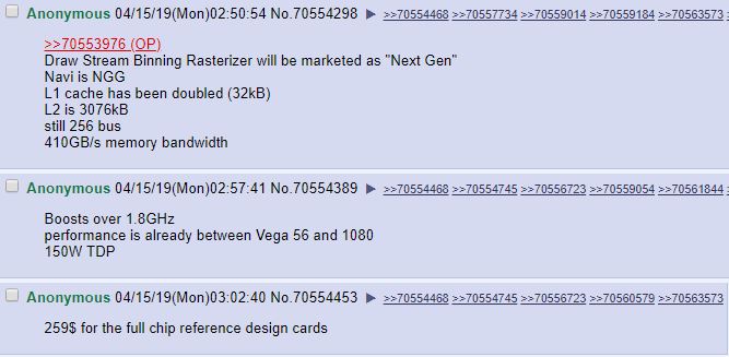 Интересные подробности о видеокарте AMD Radeon RX 3080 (Navi): производительность на уровне Radeon Vega 56 и GeForce GTX 1080 при цене $260