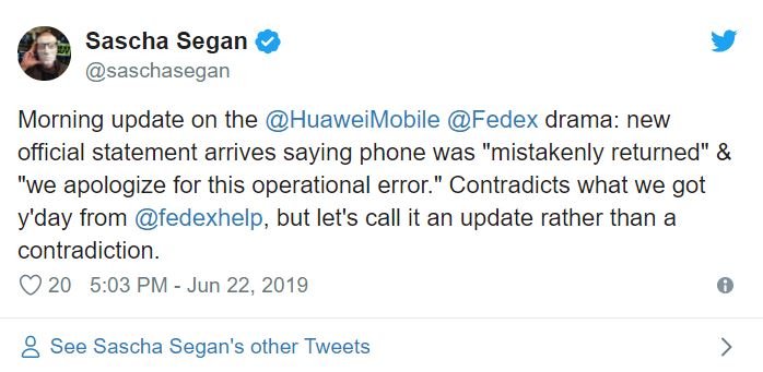 Продолжение истории с FedEx и недошедшим до адресата Huawei P30 Pro: курьерская компания извинилась и признала инцидент ошибкой