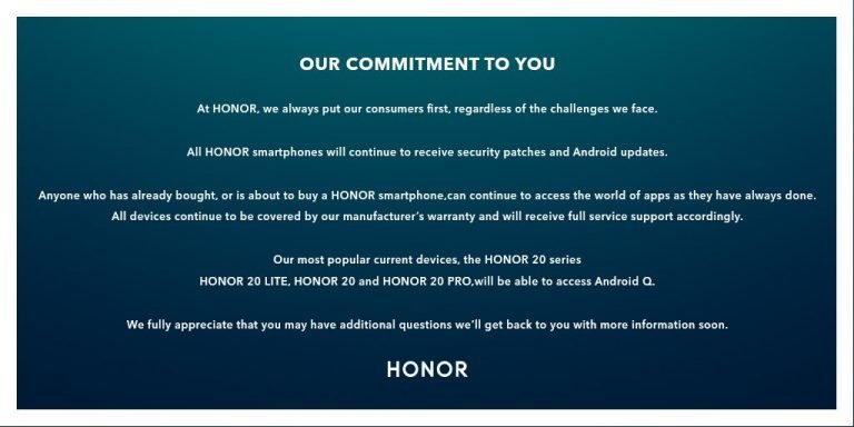 Несмотря на сложности Huawei. Флагманские смартфоны Honor получат Android Q