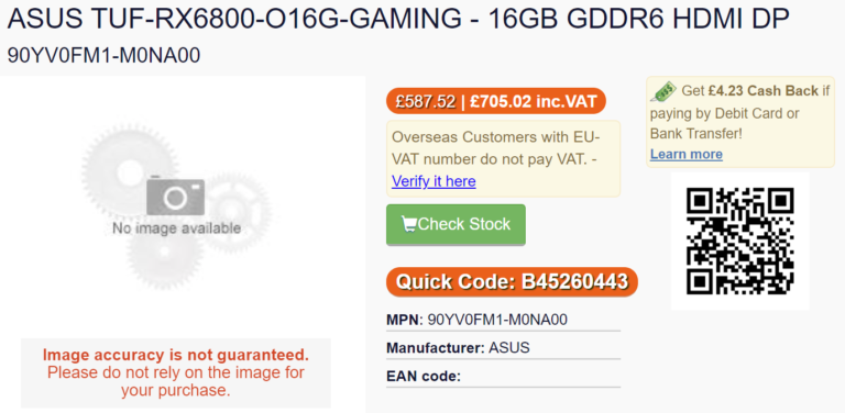В Великобритании просят 1210 долларов за Radeon RX 6800 XT. Но есть вариант немного дешевле