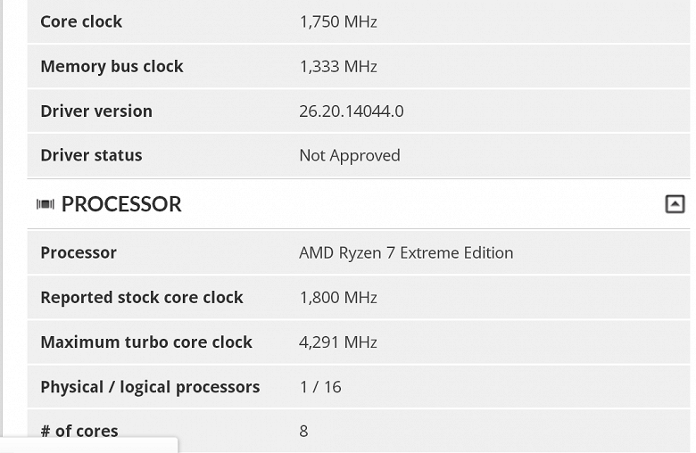 В базе теста Futuremark замечен процессор AMD Ryzen 7 Extreme Edition 
