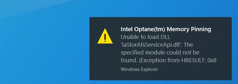 Новая версия Windows 10 несовместима с Intel Optane