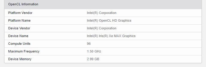 Дискретная видеокарта Intel Iris Xe Max оказалась медленнее встроенной графики Xe в тесте Geekbench
