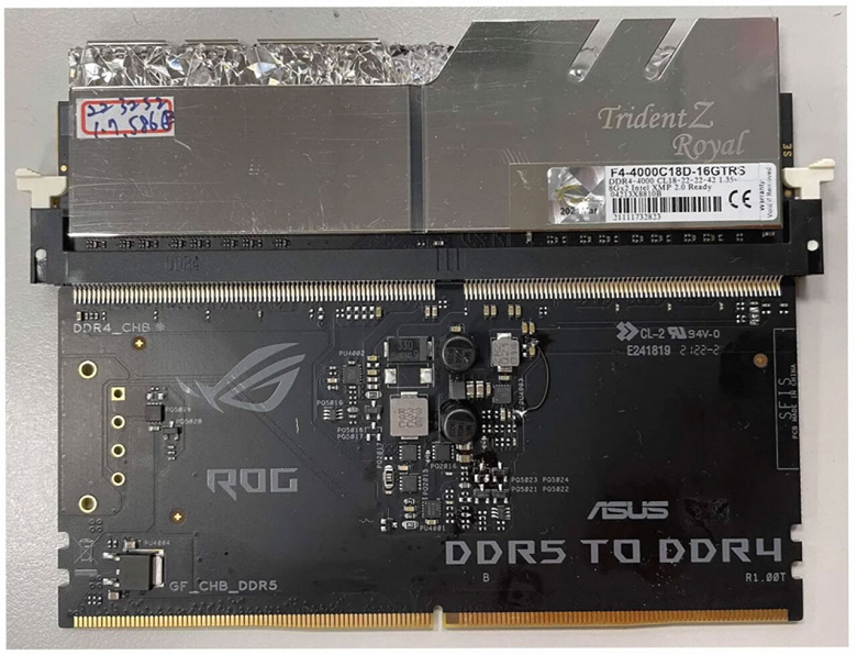Asus разрабатывает адаптер для установки модуля памяти DDR4 в слот для модуля DDR5