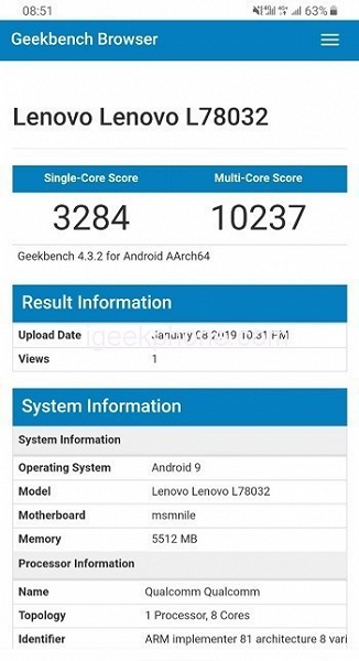 Lenovo Z5 Pro Snapdragon 855 Edition, который является рекордсменом AnTuTu, не показал впечатляющих результатов в Geekbench