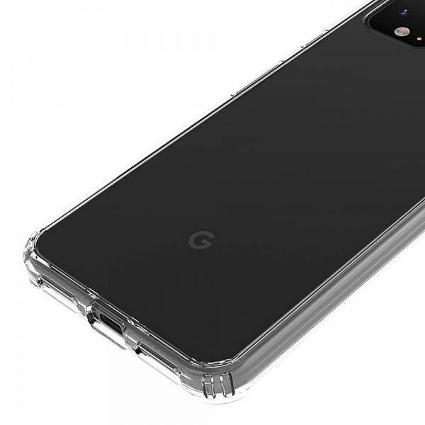 Смартфон Google Pixel 4 XL в прозрачном чехле показан со всех сторон