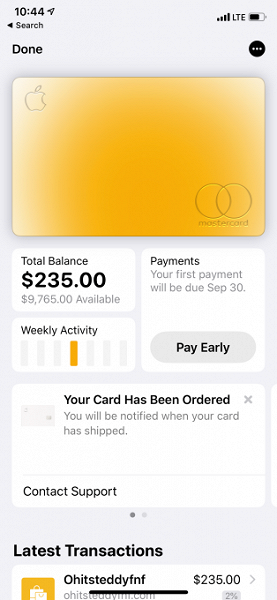 Кредитная карта Apple Card стала доступна пользователям