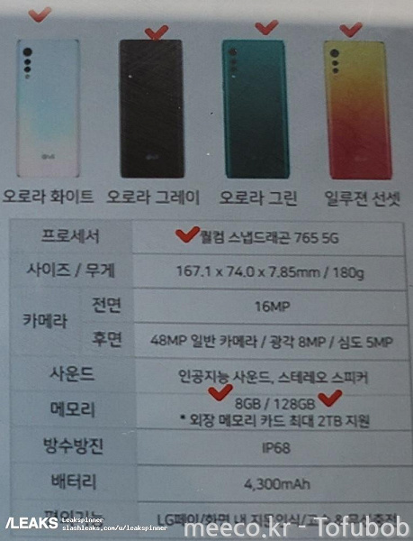 Смартфон LG Velvet не станет заменой флагманскому G8 ThinQ – это модель среднего уровня на Snapdragon 765G