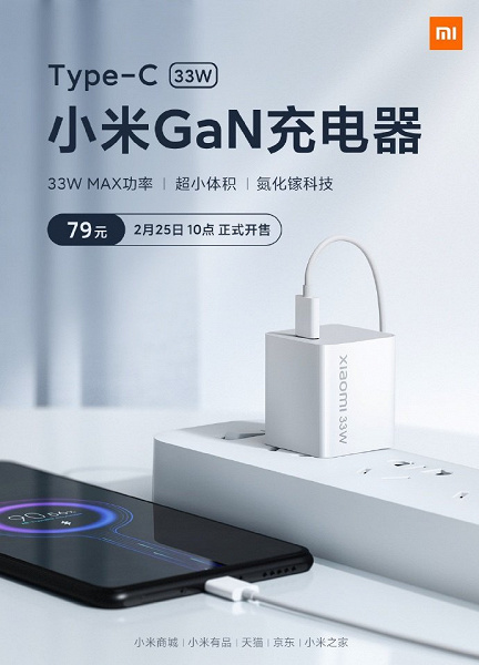 Быстрая зарядка мощностью 33 Вт за 12 долларов. В Китае стартуют продажи компактного блока питания Xiaomi 33W GaN для Redmi K40, iPhone 12 и других смартфонов
