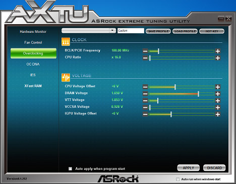 Утилита AXTU материнской платы ASRock Z77E-ITX