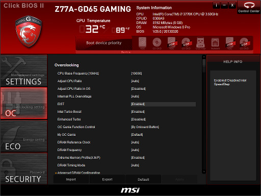 Программа Click BIOS II для материнской платы MSI Z77A-GD65 Gaming