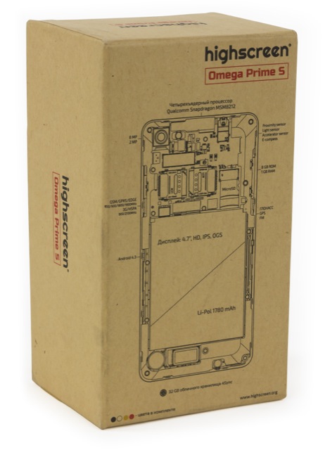 Упаковка Highscreen Omega Prime S