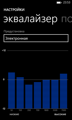 Обзор Nokia Lumia 625. Скриншоты. Эквалайзер