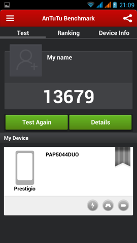 Обзор Prestigio MultiPhone PAP5044 Duo. Скриншоты. AnTuTu