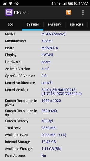 Конфигурация Xiaomi Mi4