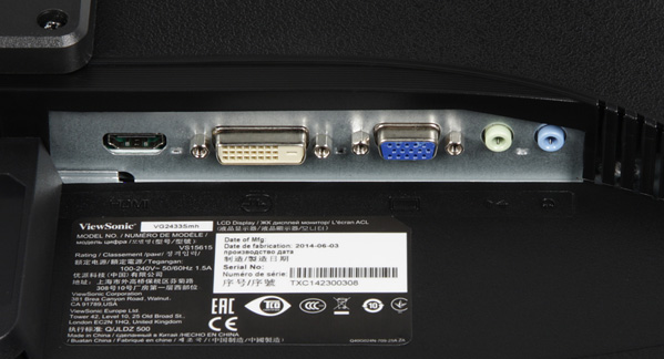 ЖК-монитор ViewSonic VG2433Smh, разъемы