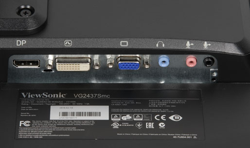 ЖК-монитор ViewSonic VG2437Smc, разъемы