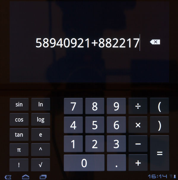 Калькулятор на планшете Sony Tablet P