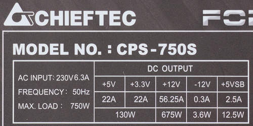 Характеристики блока питания Chieftec CPS-750S
