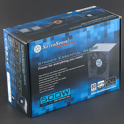 Упаковка блока питания Silverstone Strider Essential 500W (SST-ST50F-ES)