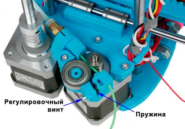 Экструдер 3D-принтера MC2, загрузка пластиковой нити