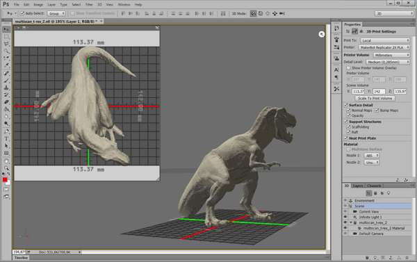 Печать 3D-модели из Photoshop CC