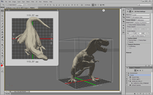Печать 3D-модели из Photoshop CC