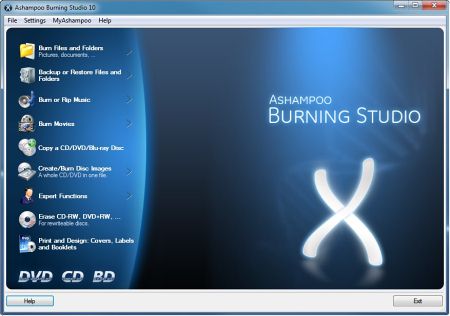 Скриншот программы Ashampoo Burn Studio v.10