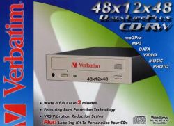 48x скоростной CD-RW привод и 32х CD-R диски от Verbatim