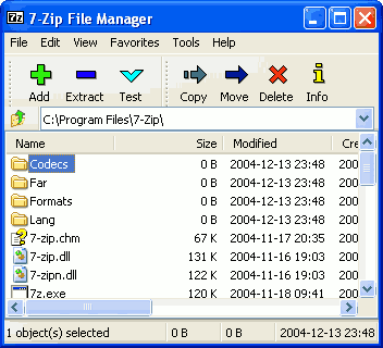 Интерфейс менеджера файлов 7-Zip