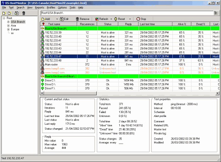 Скриншот рабочего экрана программы Advanced HostMonitor