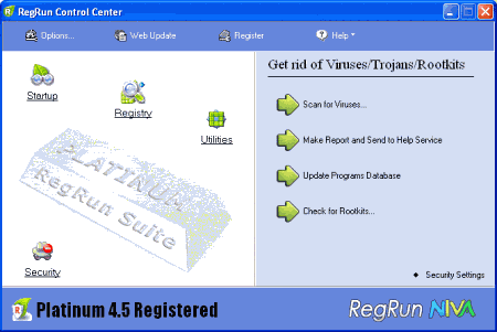 Интерфейс RegRun Security Suite