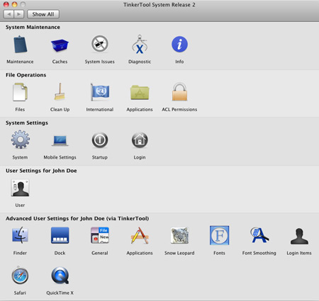 Скриншот TinkerTool System для Mac