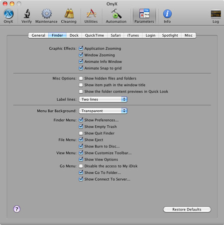 Cкриншот Onyx для Mac