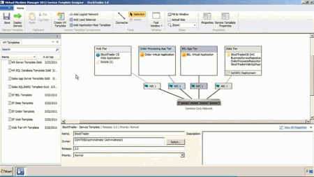 Интерфейс дизайнера шаблонов сервисов System Center Virtual Machine Manager 2012