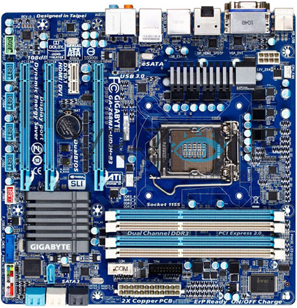 системная плата Gigabyte GA-Z68MX-UD2H типоразмера Micro-ATX на чипсете Intel Z68