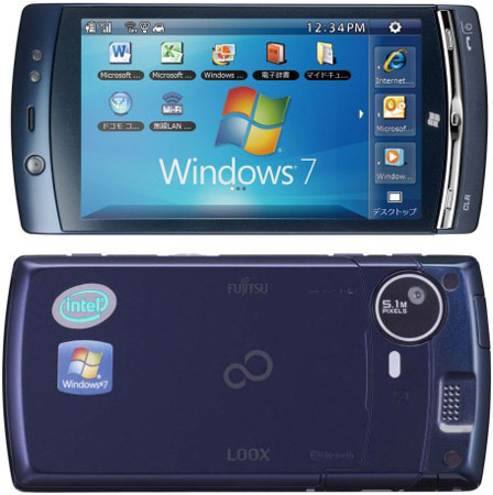 Смартфон Fujitsu LOOX F-07C на процессоре Intel Atom поддерживает Windows 7 и Symbian