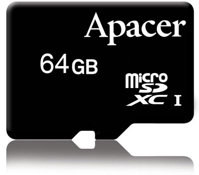 Карточка Apacer microSDXC объемом 64 ГБ развивает скорость 30 МБ/с