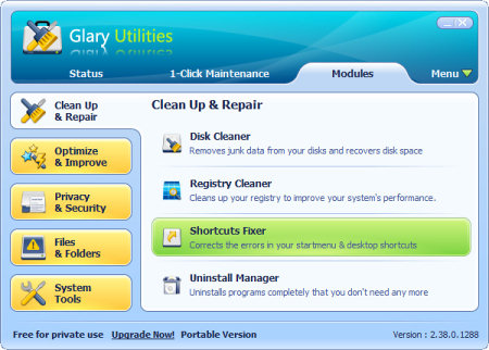 Интерфейс главного окна Glary Utilities