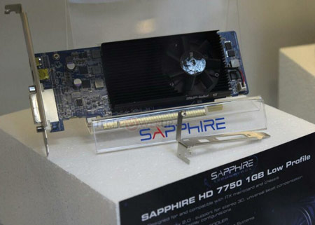 Тактовые частоты низкопрофильной 3D-карты Sapphire Radeon HD 7750 - те же, что у референсного образца